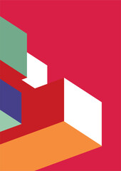 Modern colored poster cover background with geometric bauhaus simple shapes