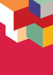 Modern colored poster cover background with geometric bauhaus simple shapes