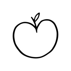 Vector icon of a heart in the shape of an apple drawn in one line. Illustration for valentine's day.