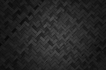 Old black bamboo weave texture background, pattern of woven rattan mat in vintage style.