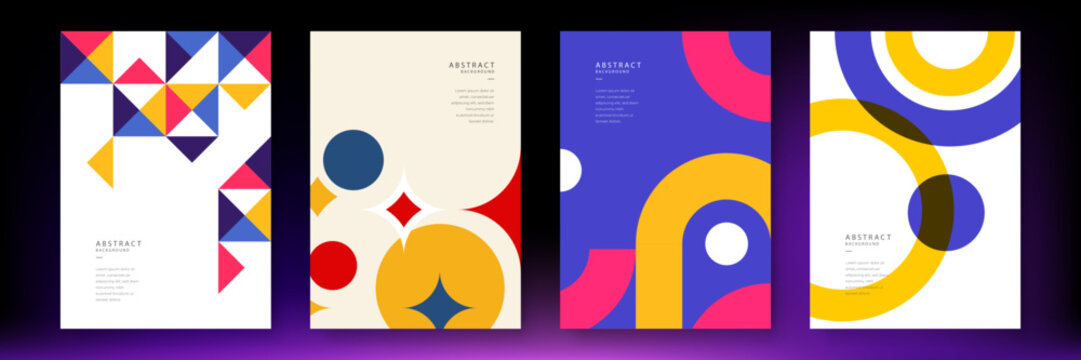 Abstract geometric poster cover design with minimal futuristic corporate concept. Geometric shape. Design elements for poster, magazine, book cover, brochure. Retro futuristic art design. Flat color