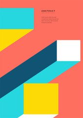 Modern abstract minimal geometric shapes cover. Colorful geometric background, vector illustration.