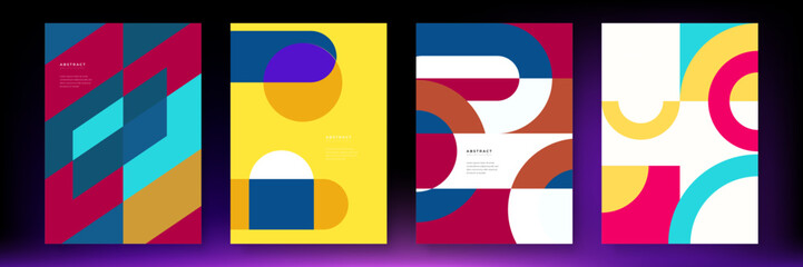 Modern abstract covers set, minimal covers design. Colorful geometric background, vector illustration.