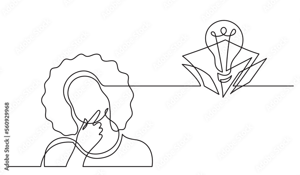 Poster one line drawing of person thinking solving problems finding solutions  drawing  concept  - PNG image with transparent background