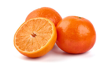 Tangerine with slices isolated on the white background.