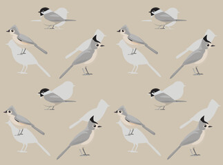 Bird Titmouse Cartoon Character Seamless Wallpaper Background