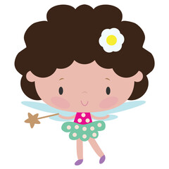 Cute little garden fairy girl vector cartoon illustration