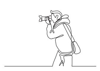 continuous line drawing photographer making pictures - PNG image with transparent background 2