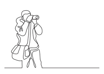 continuous line drawing photographer with bag - PNG image with transparent background