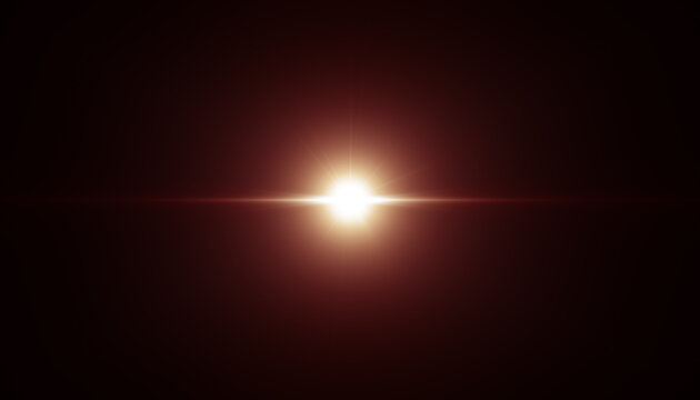 3D illustration Lens Flare. Light over black background. Optical Flare 3D rendering effect element to add overlay or screen filter over your photos. Abstract sun glare digital lens flare background.