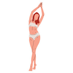Young beautiful slim woman in underwear in full growth posing isolated  background. Vector © Inna