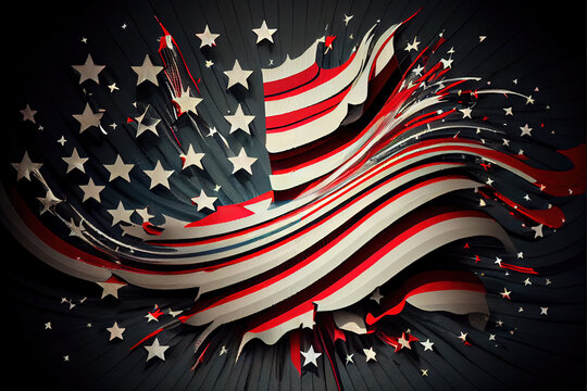 Colourful Forth of July Independence Day Generative AI Illustration