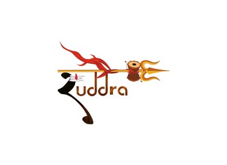 Rudra name logo with extra d according to numerology with Lord shiva elements