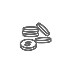 Coin line icon. Graphic resource template, vector illustration.