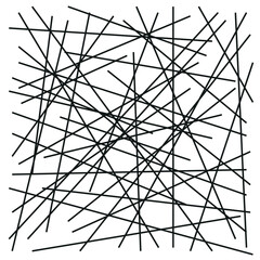 Asymmetrical texture with random chaotic lines, abstract geometric pattern. Black and white vector illustration