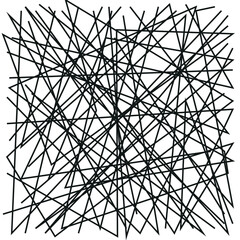 Asymmetrical texture with random chaotic lines, abstract geometric pattern. Black and white vector illustration