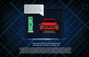 abstract background of petrol refueling car automobile on gas fuel station mobile tablet app and maps route gps road navigation