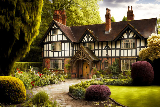 Traditional Old Beaful Home With Garden In Suburbs Of England English Style House Exterior