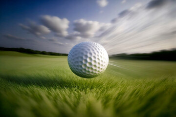 Nahaufnahme von einem Golfball im Gras auf dem Golfplatz - Ai generiert