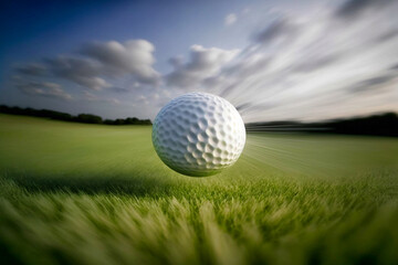 
Nahaufnahme von einem Golfball im Gras auf dem Golfplatz - Ai generiert
