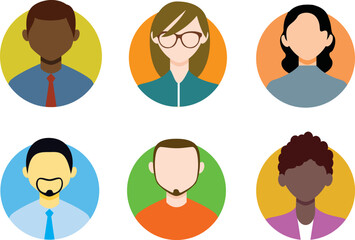 Avatar profile picture icon set including male and female. Vector illustration.