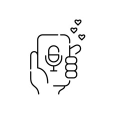 Popular podcast getting likes from the subscribers. Pixel perfect, editable stroke icon