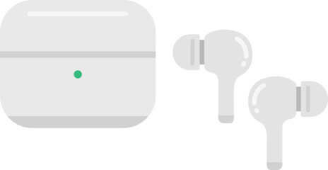 白色のワイヤレスイヤホンのイラスト