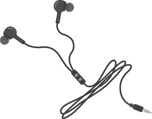 黒色のステレオイヤホンのイラスト