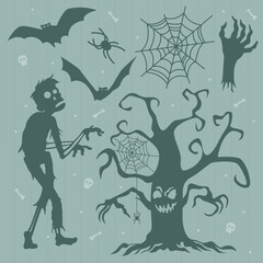 Halloween silhouette element design collection