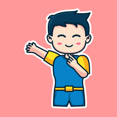 Boy expression cute sticker illustration