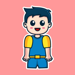 Boy expression cute sticker illustration