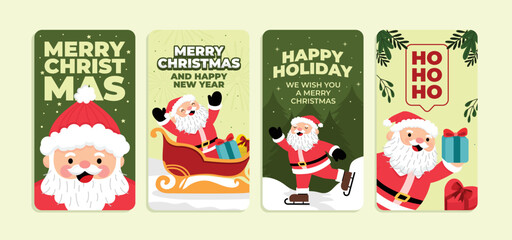 Hand drawn christmas santa claus instagram stories collection