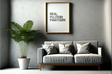 White Interior with mock up poster for presentation, 3d render, 3d illustration.hyperrealism, photorealism, photorealistic