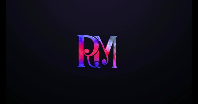RM english letter logo animaiton video, R and M alphabet interlocked 3d monogram video, R and M moviing alphabet video
