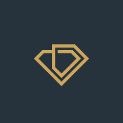 D diamond logo vector icon line illustration