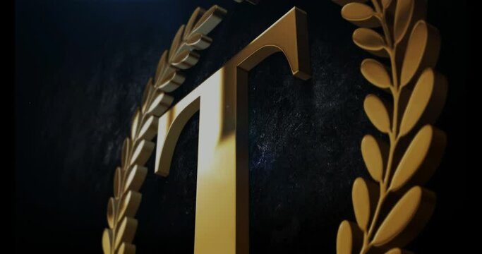 T English letter logo animation video, T alphabet gold 3d metallic monogram video, T moving alphabet hologram video