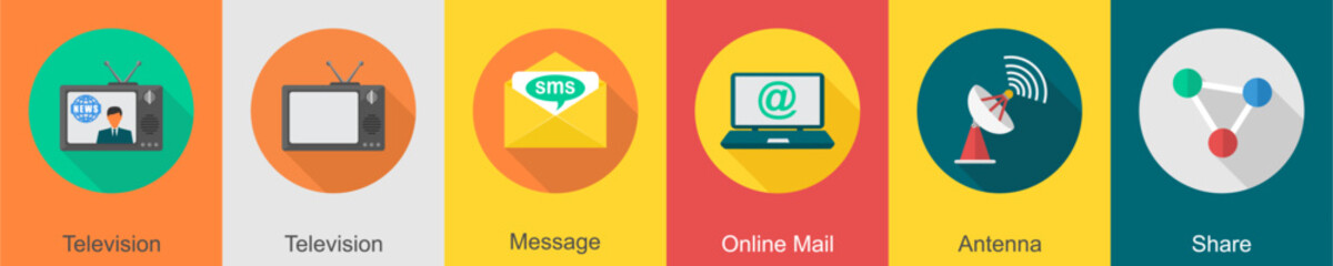 A set of 6 communication icons as 