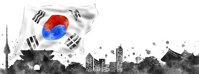 Graphic images using the Korean flag Taegeukgi, which can be used as a graphic background on Korean national holidays.
