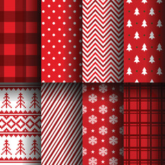 Merry christmas pattern seamless collection in red and white color