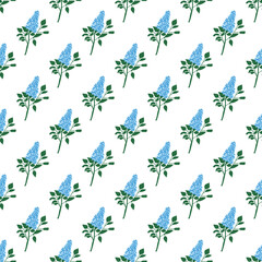Lilac branch. Colorful flowers with four petals. Vector seamless pattern , perfect for print, wedding design