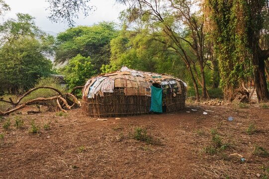 A traditional samburu tribe manyatta house at Ngurunit, Marsabit County, Kenya
