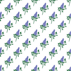 Lilac branch. Colorful flowers with four petals. Vector seamless pattern , perfect for print, wedding design