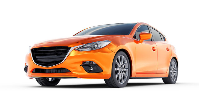 Tokyo. Japan. January 12, 2023. Mazda 3. city car with blank surface for your creative design. 3D rendering.