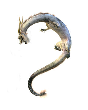 chinese white dragon 3d render