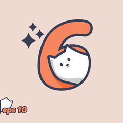 Peeking Cat Numeric 6