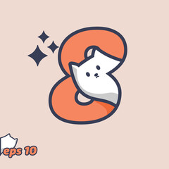 Peeking Cat Numeric 8