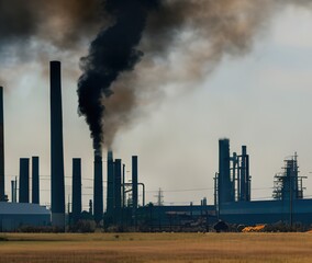 Fototapeta na wymiar Factories pollute the environment with smoke