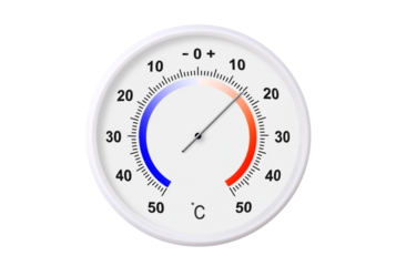 Celsius scale thermometer isolated on transparent background. PNG file. Ambient temperature plus 15 degrees