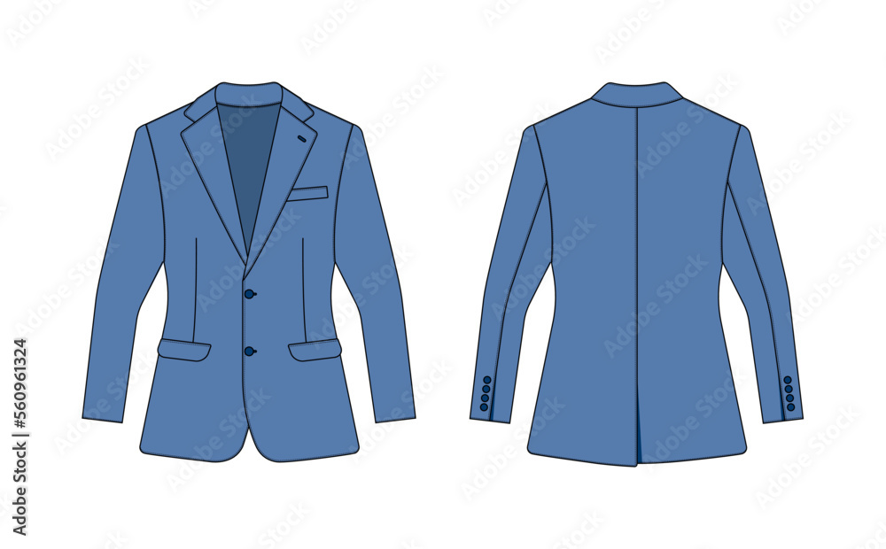 Sticker Suit  jacket vector template illustration | blue