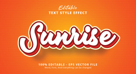 Orange Sunrise text on light color text effect, editable text effect